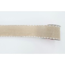 2.5 Inch Natural Linen Wired Ribbon With White Edges, 3 Yards Per Spool (Lot of 1 Spool) SALE ITEM